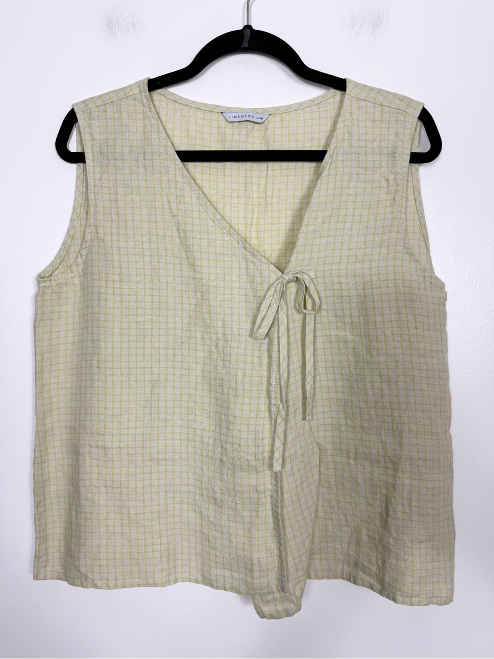 Linenfox Jess Grid Print Linen Lagenlook Top Size S-M